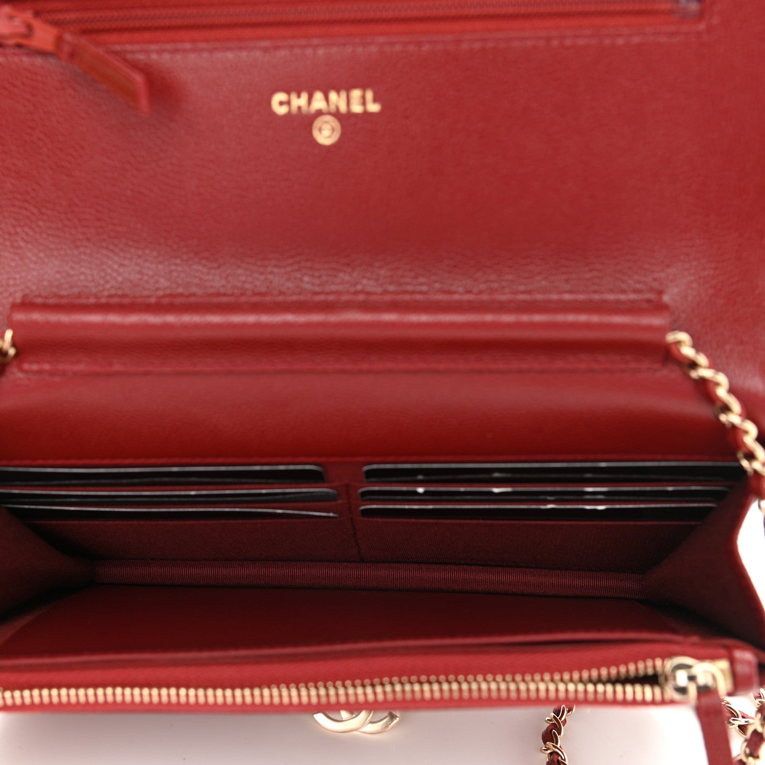 Chanel Caviar Quilted Golden Class Wallet On Chain WOC Red 5 of 12