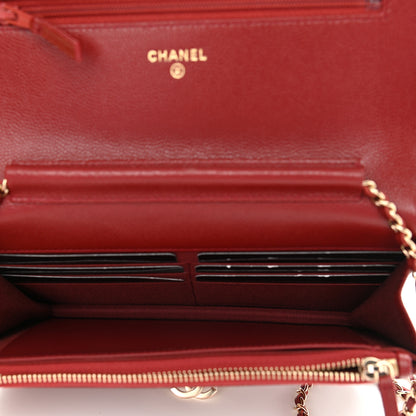 Chanel Caviar Quilted Golden Class Wallet On Chain WOC Red 5 of 12