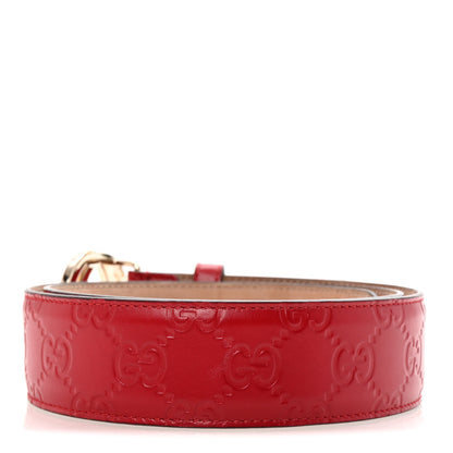 Gucci Guccissima Signature Interlocking G 37mm Belt 80 32 Hibiscus Red 2 of 6