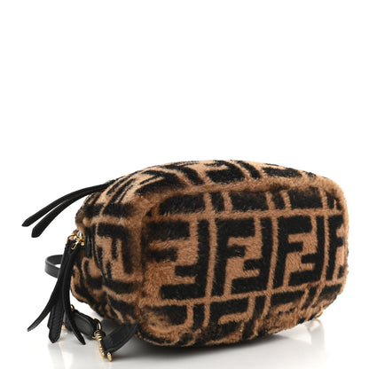 Fendi Shearling Macro FF 1974 Mini Backpack Tobacco Black 4 of 11