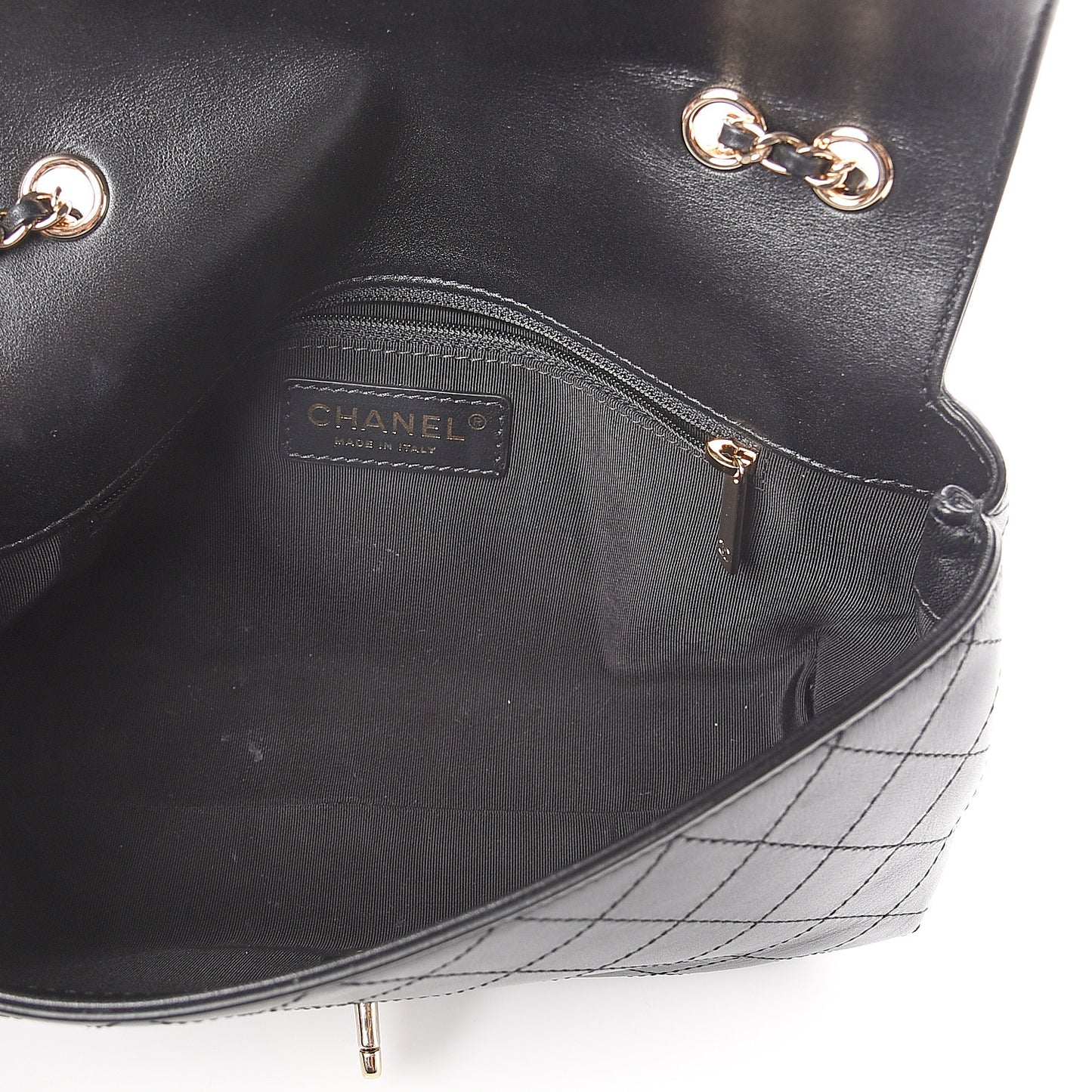 Calfskin Stitched CC Case Flap Bag Black