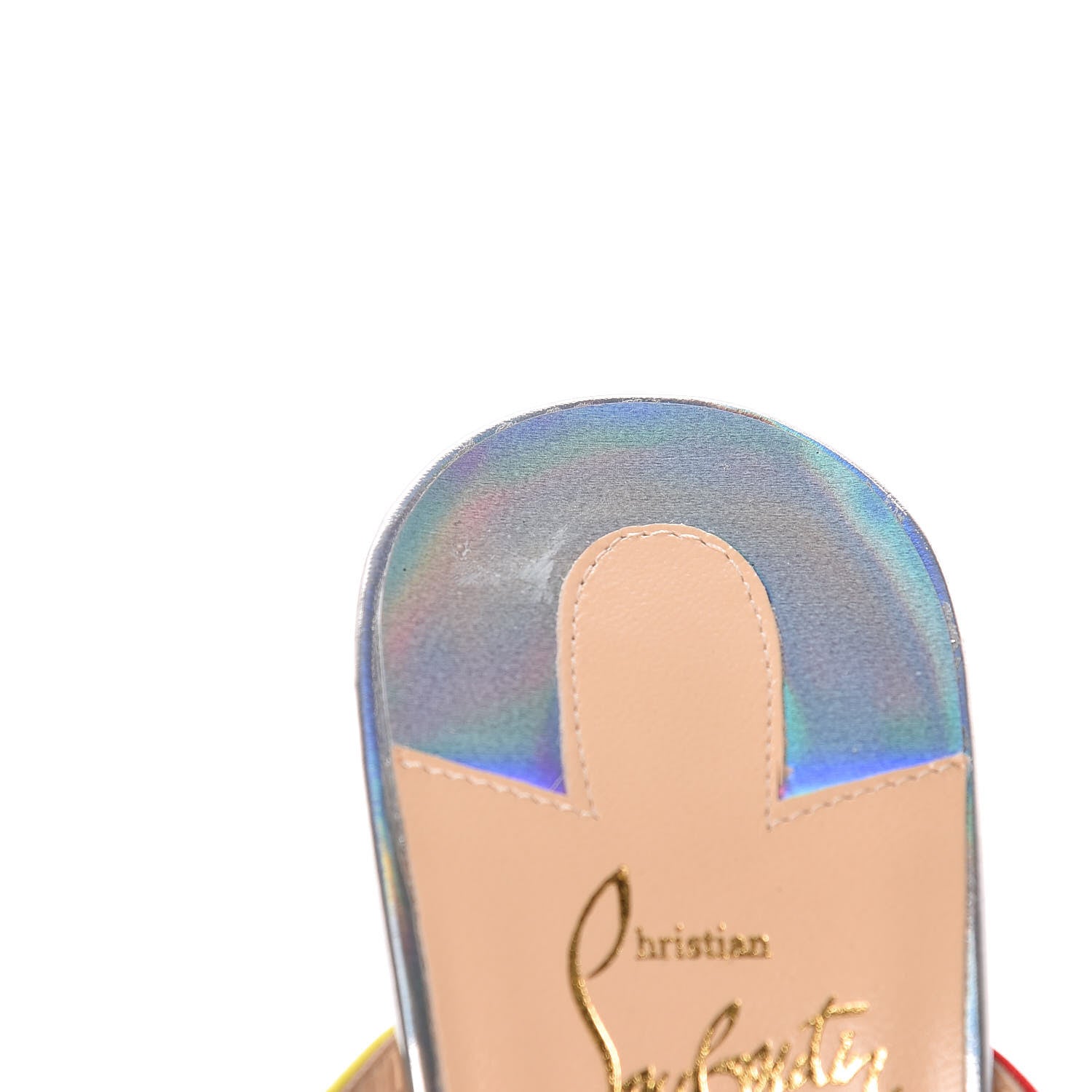 Christian Louboutin Specchio Calfskin Crystal Marthastrass 100 Slide Sandals 39 Silver Multicolor 8 of 10