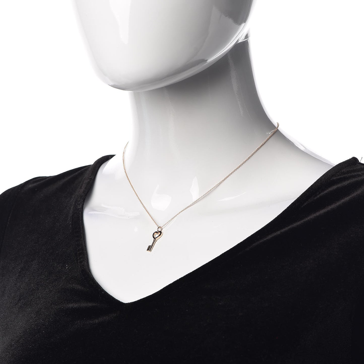 18K Rose Gold Mini Heart Key Pendant Necklace