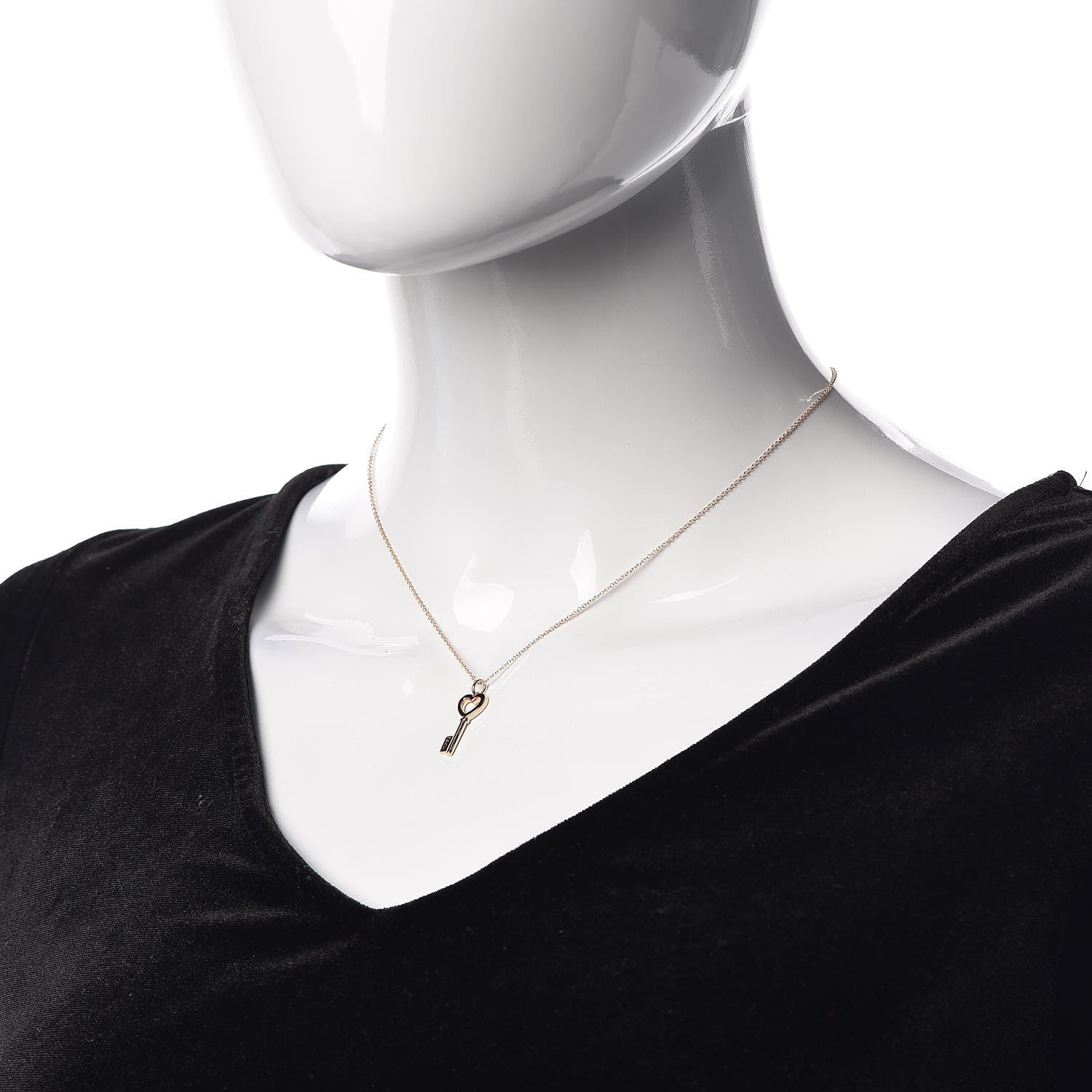 Tiffany 18K Rose Gold Mini Heart Key Pendant Necklace 2 of 6