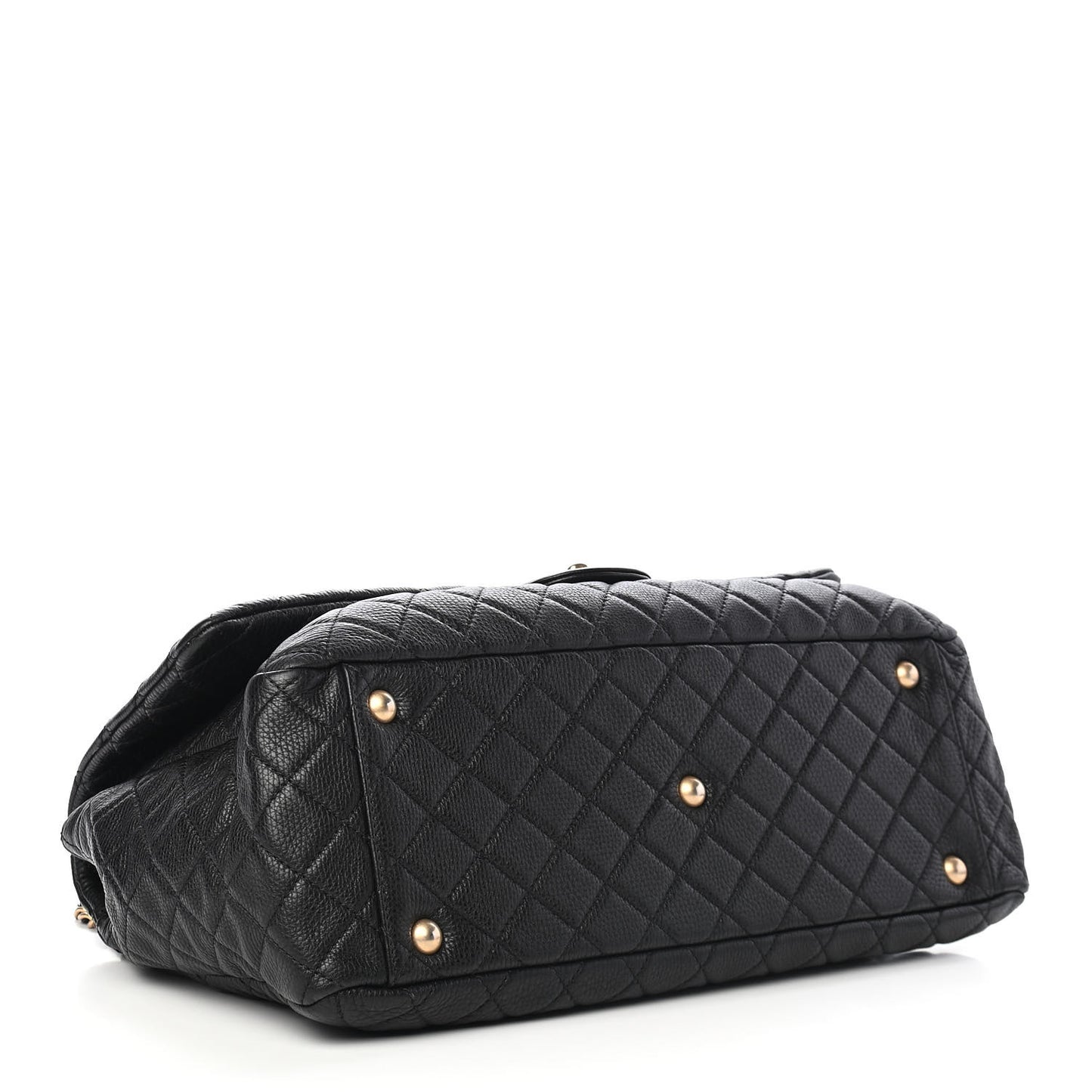 Calfskin Quilted XXL Travel Flap Bag Black