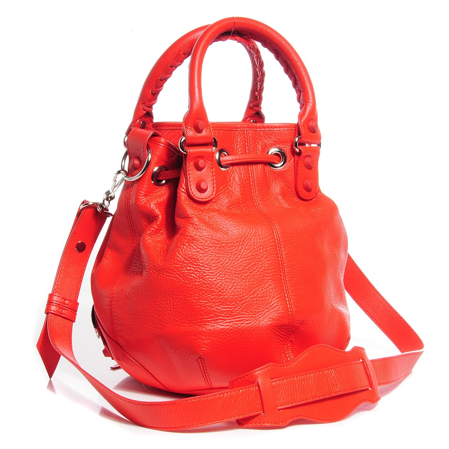 Matte Goatskin Rubber Covered Classic Hardware Mini Pompon Rouge Coquelicot Rouge Braise