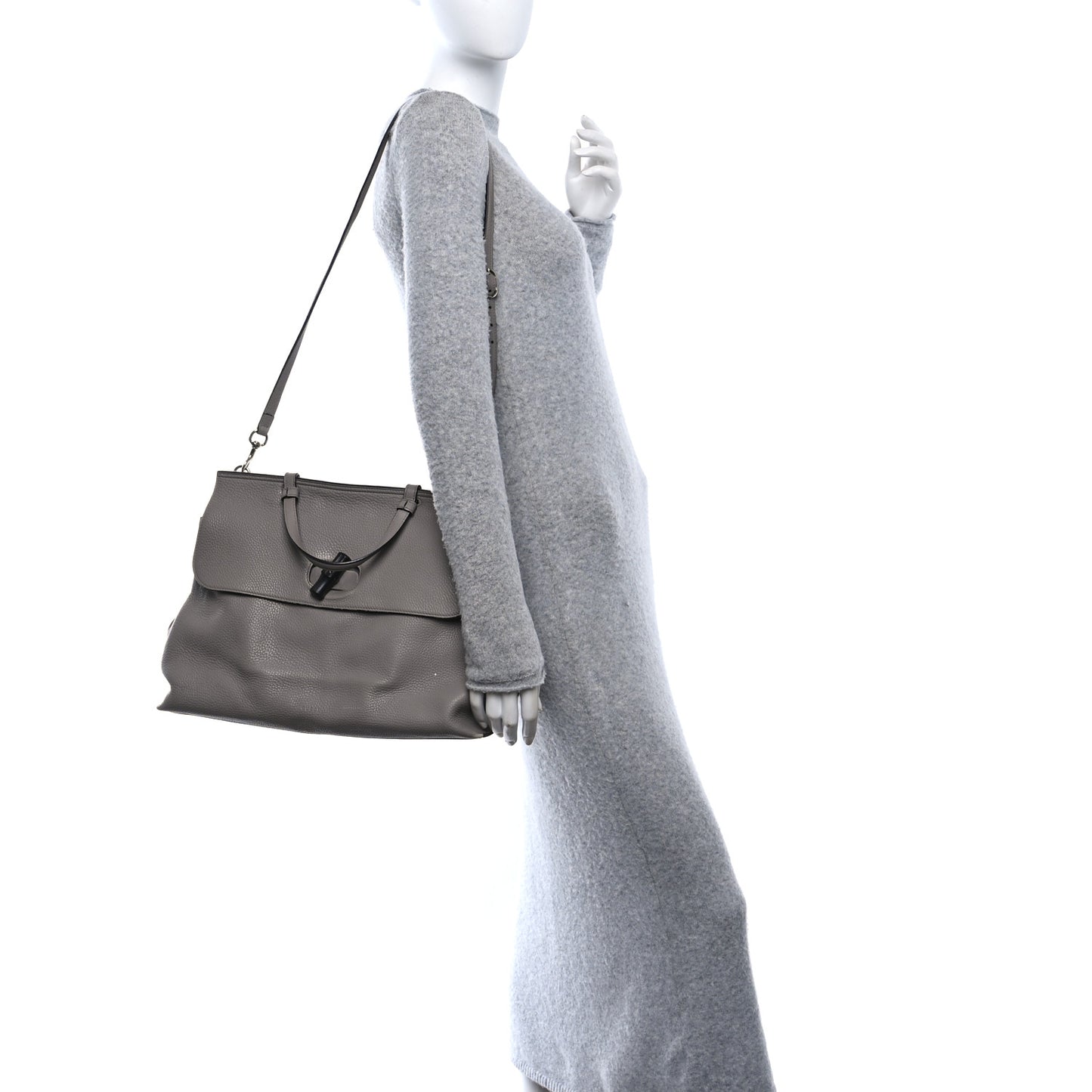 Cellarius Calfskin Large Bamboo Daily Top Handle Bag Storm Grey