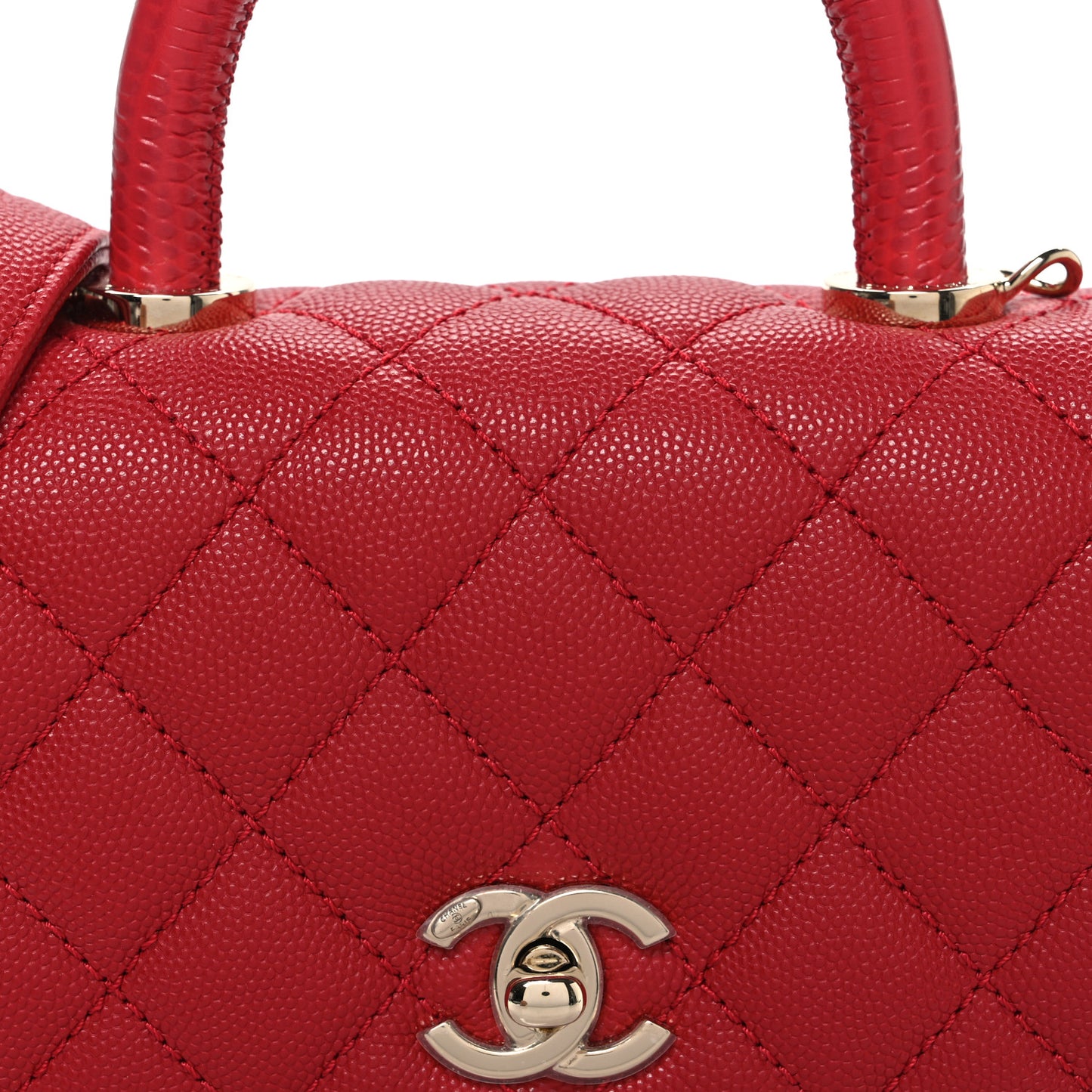 Caviar Quilted Extra Mini Coco Handle Flap Red