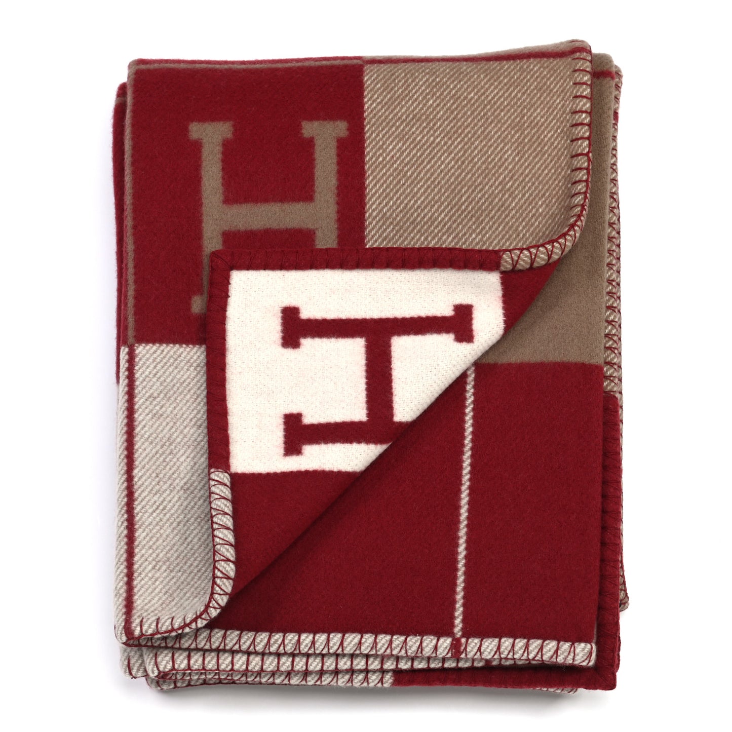 Wool Cashmere Avalon III Blanket Ecru Rouge H