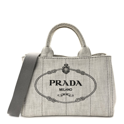 Prada Denim Small Logo Tote Bianco 1 of 12
