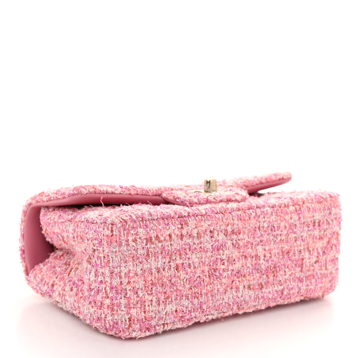 Tweed Quilted Mini Rectangular Flap Pink