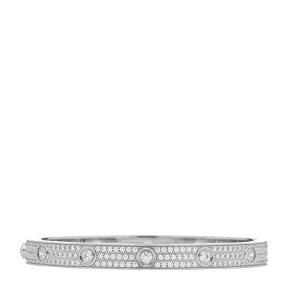 Cartier 18K White Gold Diamond LOVE Paved Bracelet 18 1 of 7