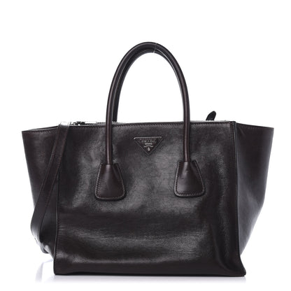 Prada Glace Calf Twin Pocket Tote Black 1 of 16
