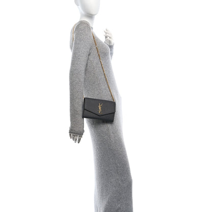 Saint Laurent Grain de Poudre Uptown Chain Wallet Storm 2 of 10