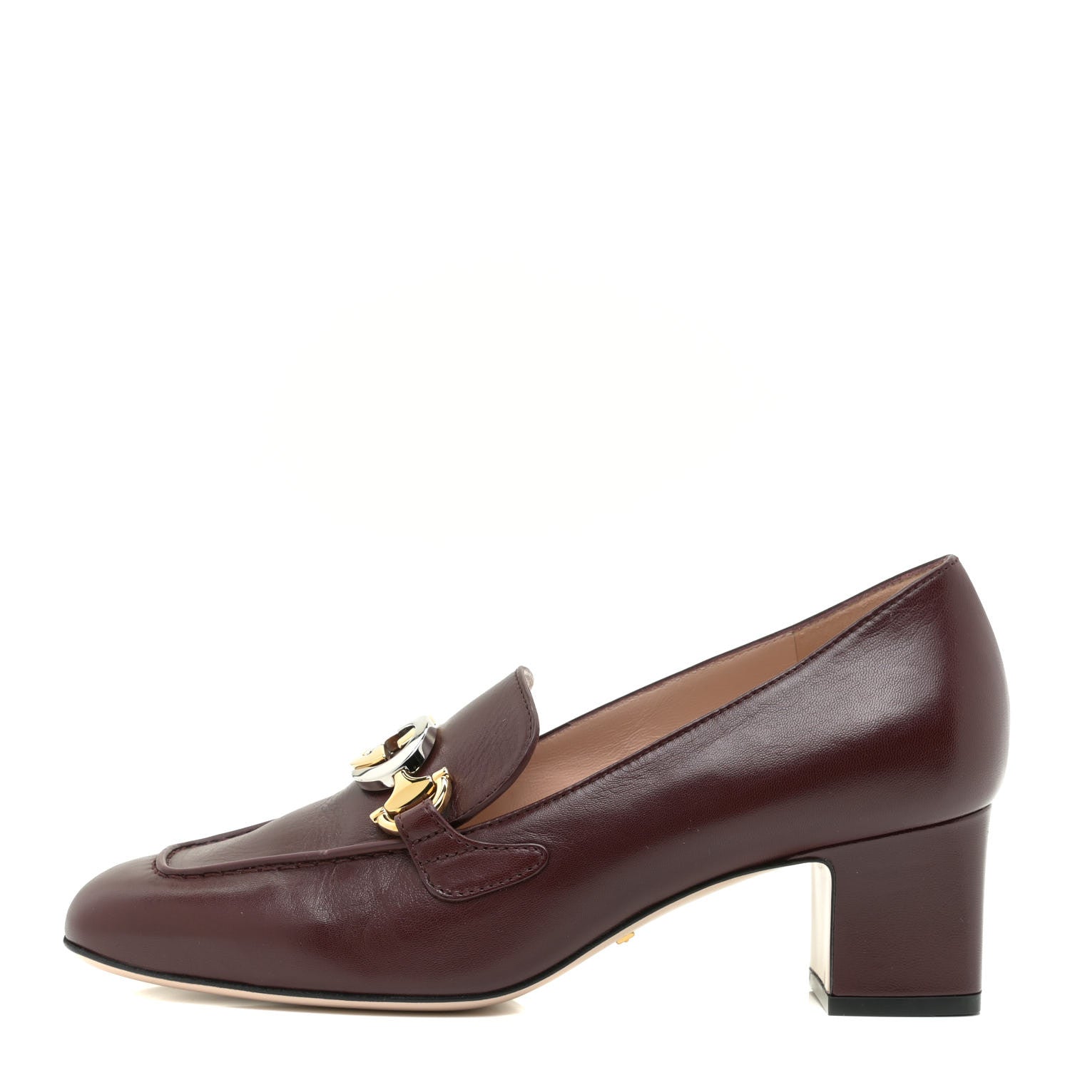 Gucci Malaga Kid Zumi Mid Heel Loafers 37.5 Vintage Bordeaux 1 of 9