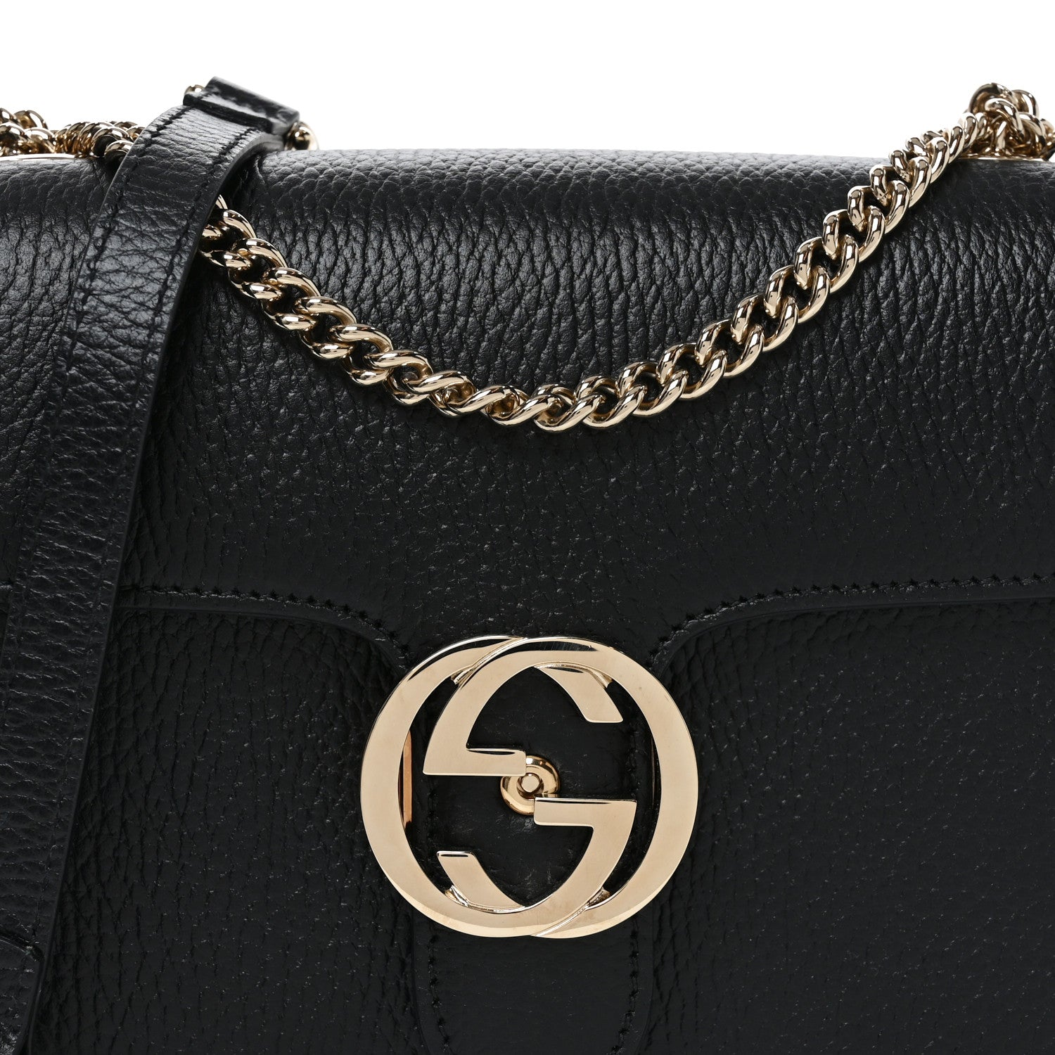 Gucci Dollar Calfskin Small Interlocking G Shoulder Bag Black Black 8 of 10