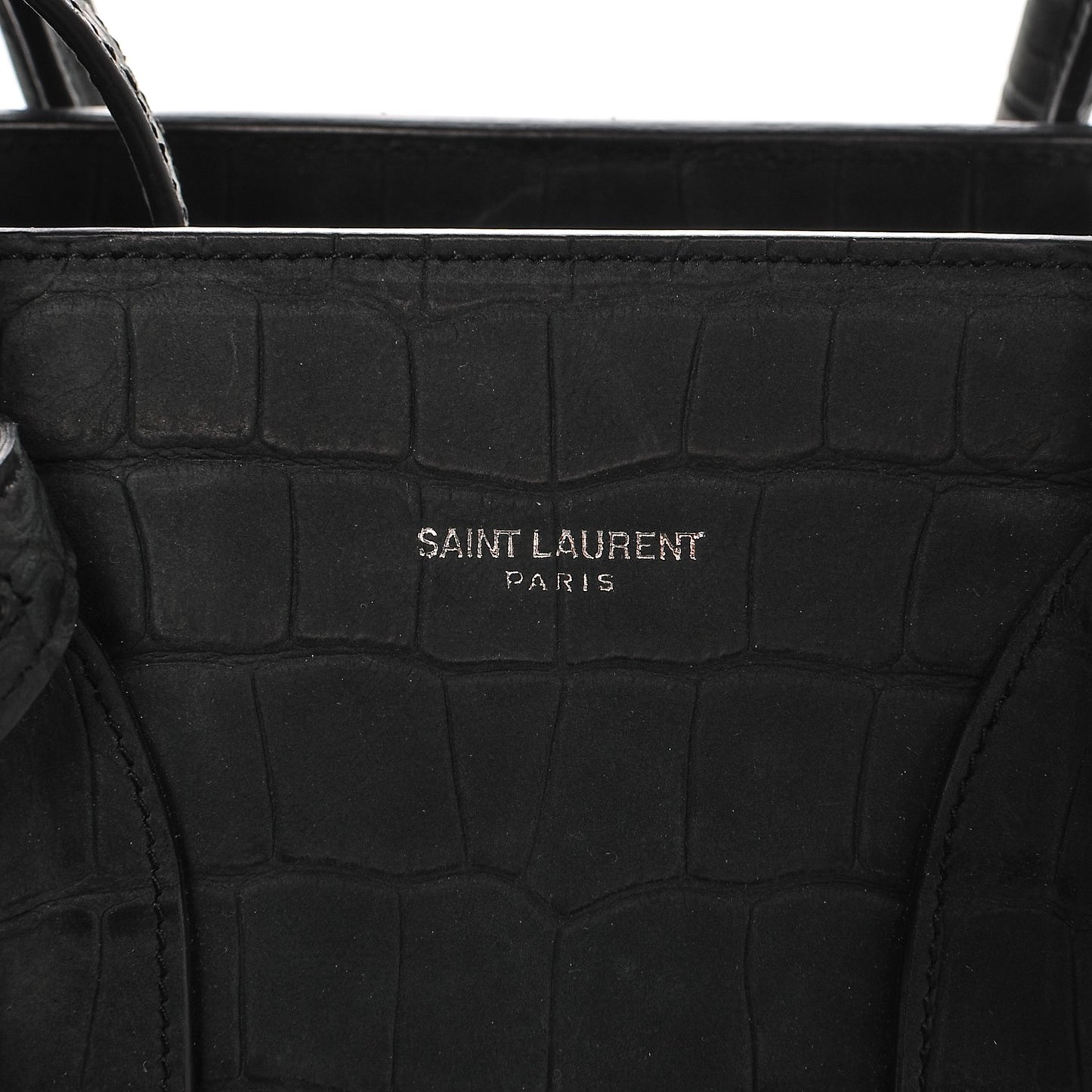 Calfskin Crocodile Embossed Small Sac de Jour Dusty Black