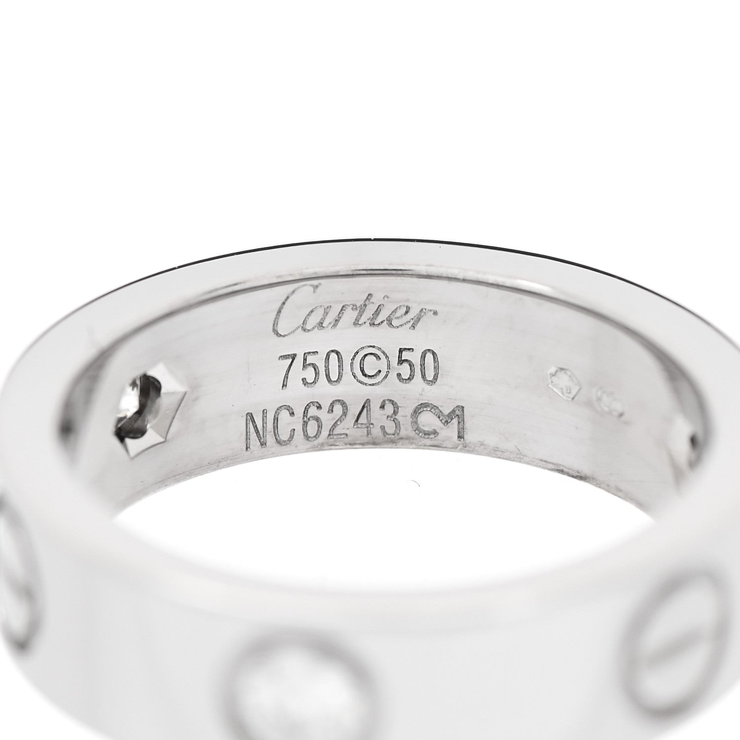 Cartier 18K White Gold 3 Diamond 5.5mm LOVE Ring 50 5.25 4 of 5