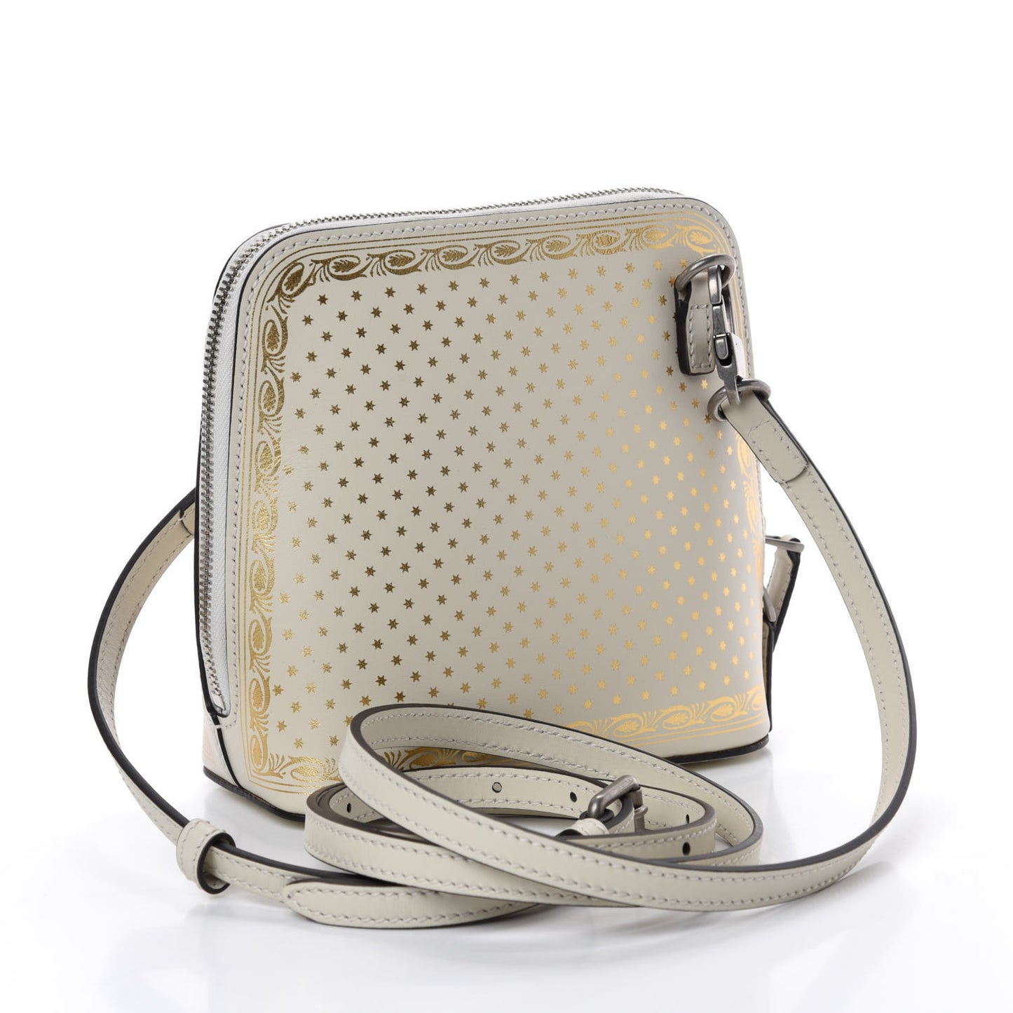 X SEGA Calfskin GUCCY Stars Mini Dome Shoulder Bag Mystic White Gold