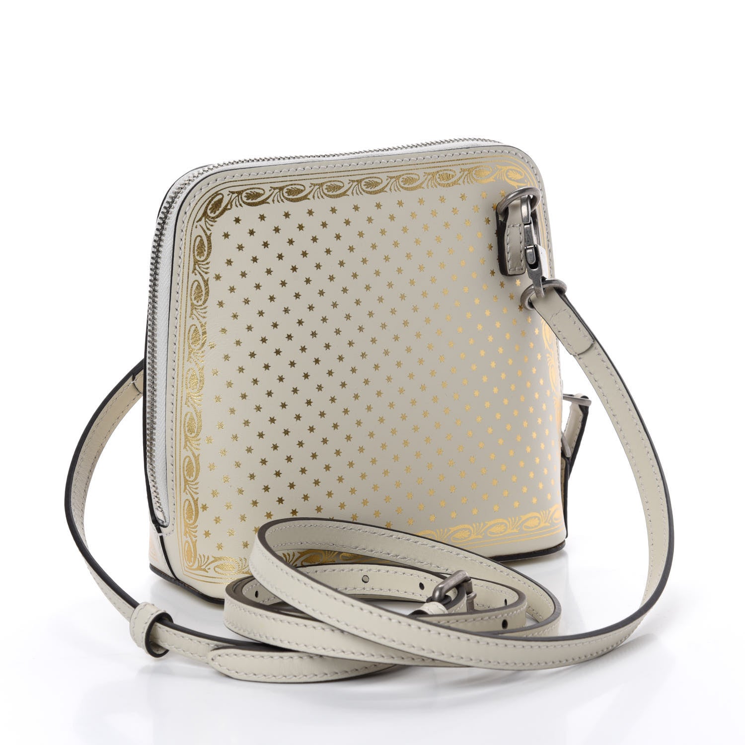 Gucci X SEGA Calfskin GUCCY Stars Mini Dome Shoulder Bag Mystic White Gold 3 of 11