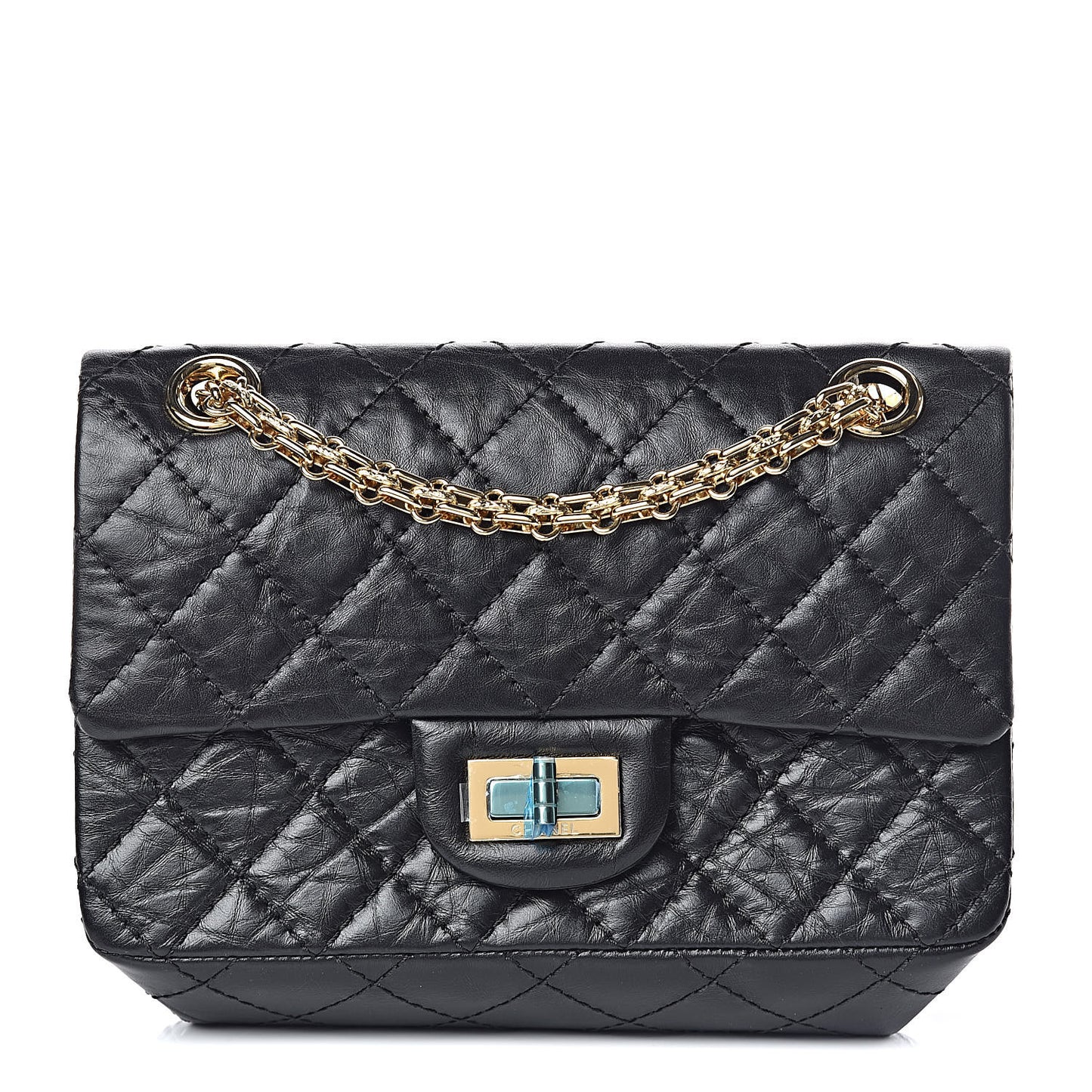 Aged Calfskin Quilted 2.55 Reissue Mini Flap Black