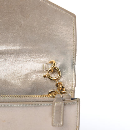 Saint Laurent Metallic Fabric Monogram Envelope Chain Wallet Champagne 13 of 17