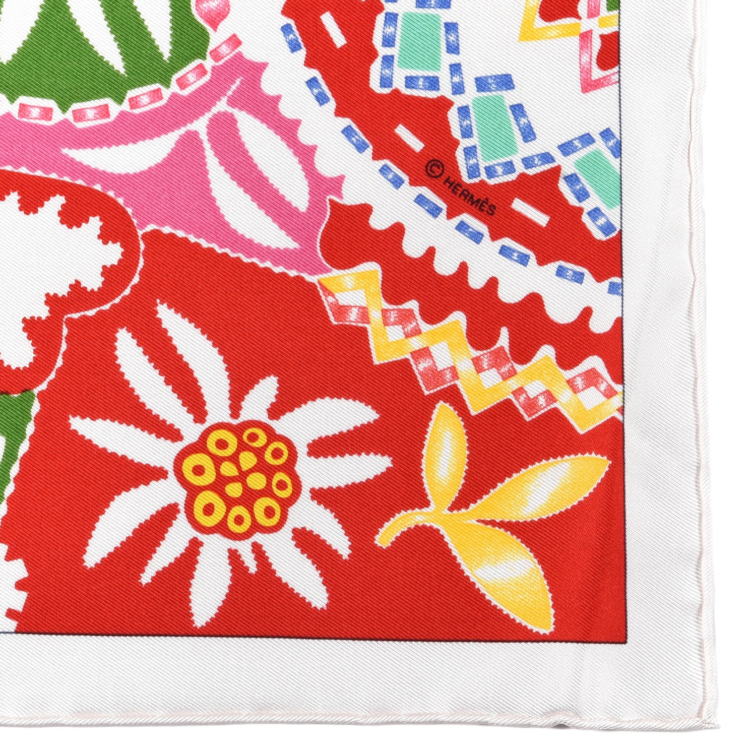 Hermes Silk Gavroche En Attendant Ulysse Scarf 45 Indigo White Rose 2 of 3