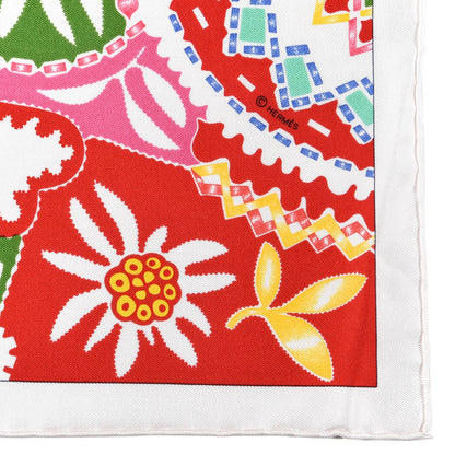 Hermes Silk Gavroche En Attendant Ulysse Scarf 45 Indigo White Rose 2 of 3