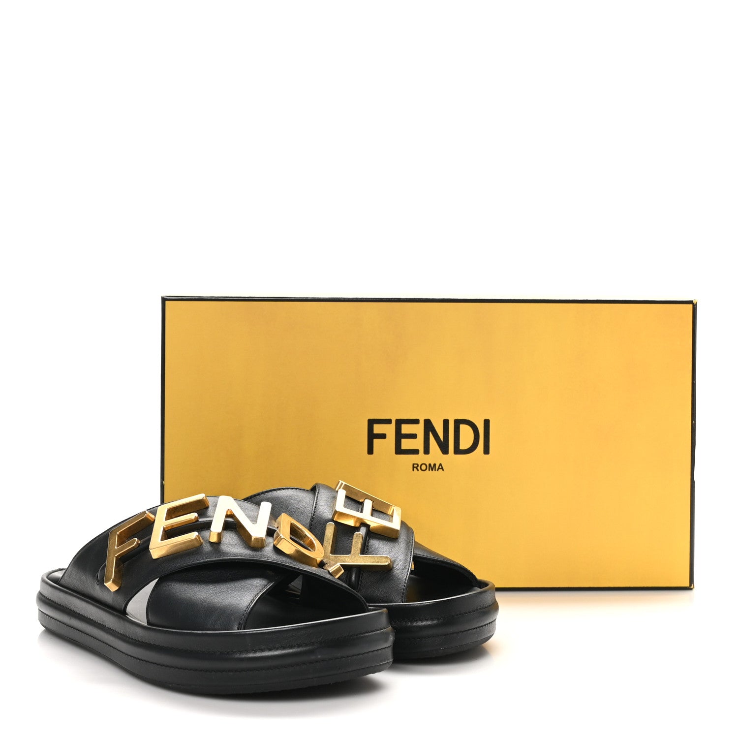 Fendi Vitello Womens Fendigraphy Slide Sandals 37 Black 11 of 11
