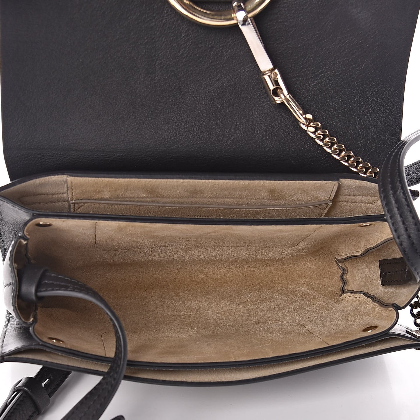 Suede Calfskin Small Faye Shoulder Bag Black
