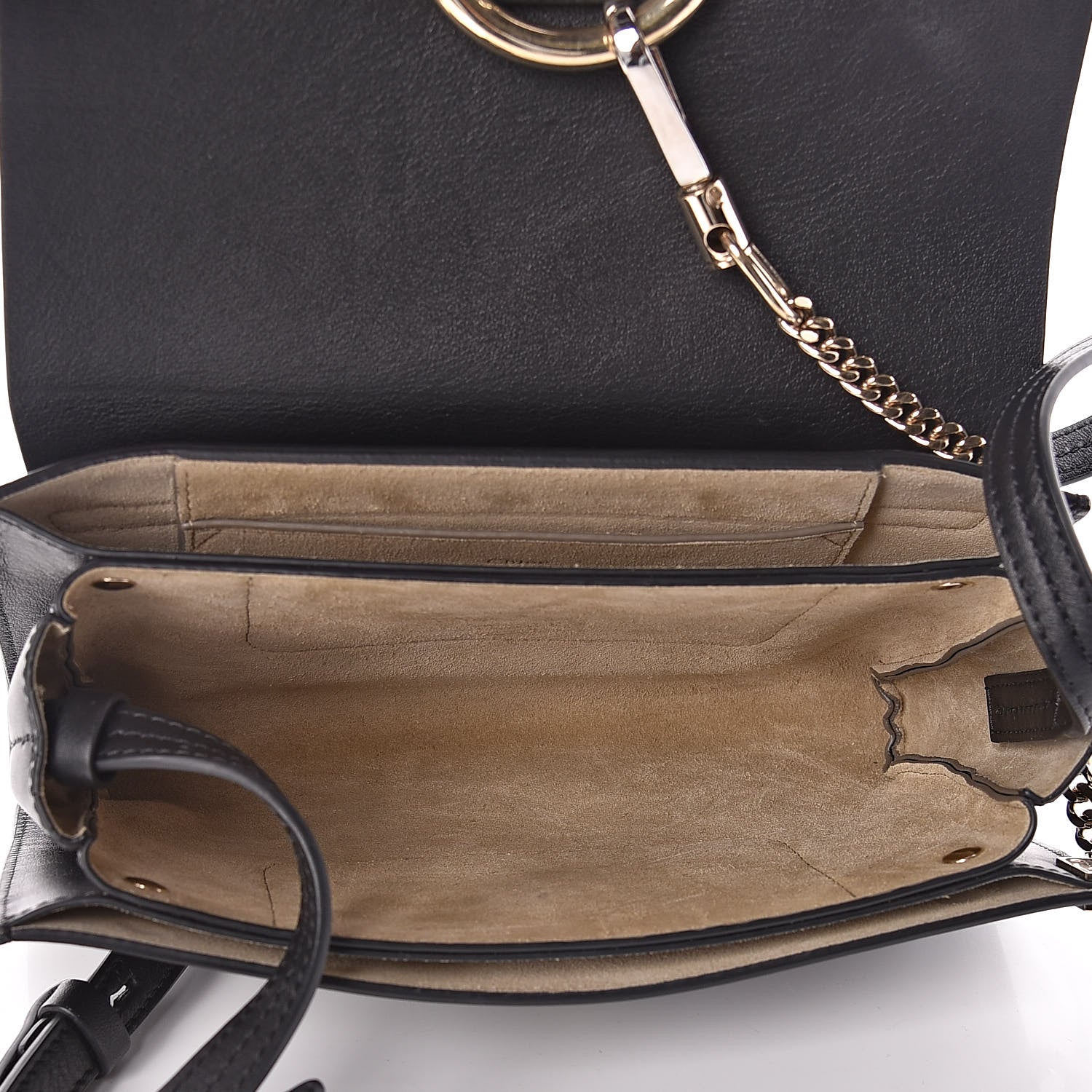 Chloe Suede Calfskin Small Faye Shoulder Bag Black 7 of 10
