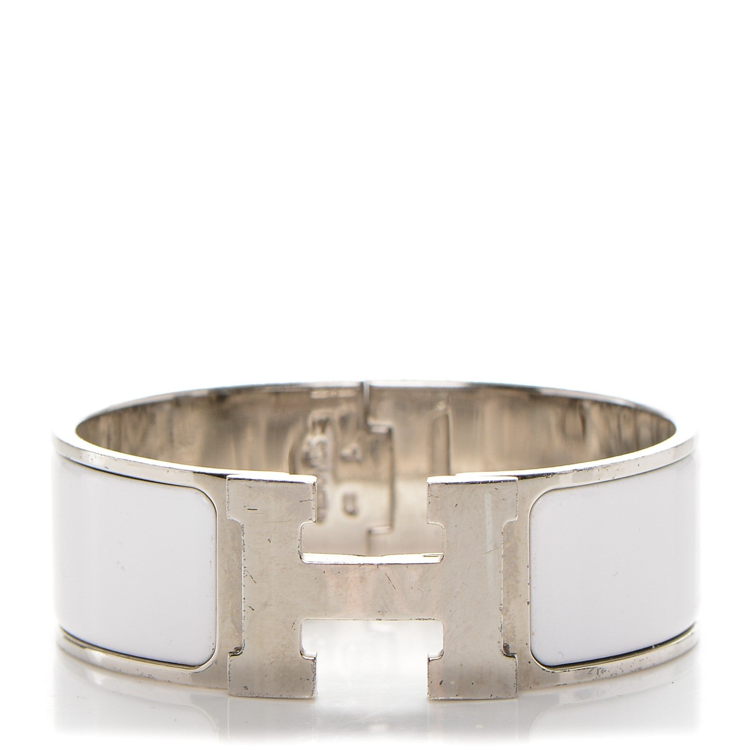 Hermes Enamel Wide Clic Clac H Bracelet PM White 1 of 4