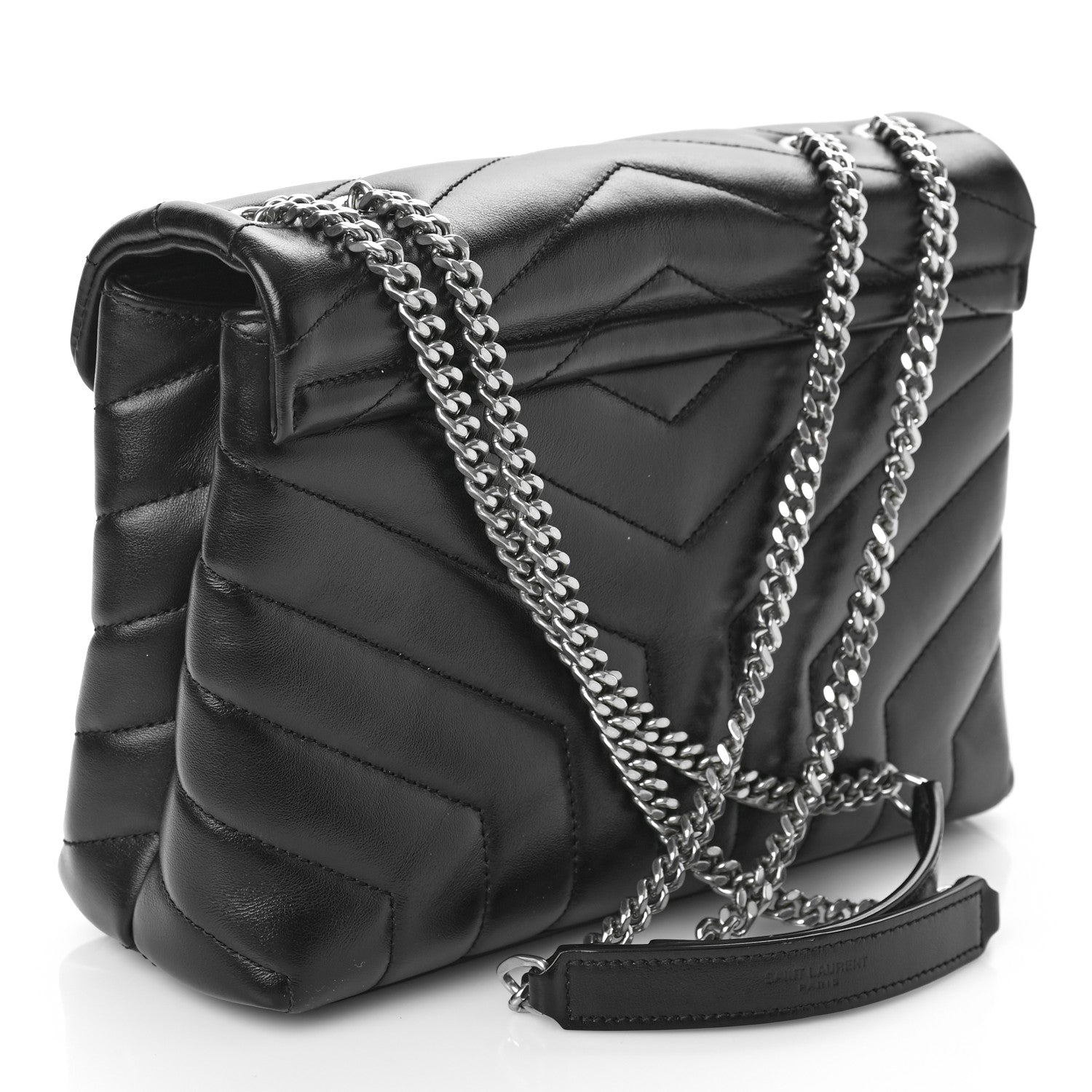 Saint Laurent Calfskin Y Quilted Monogram Small Loulou Chain Satchel Black 2 of 8