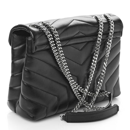 Saint Laurent Calfskin Y Quilted Monogram Small Loulou Chain Satchel Black 2 of 8
