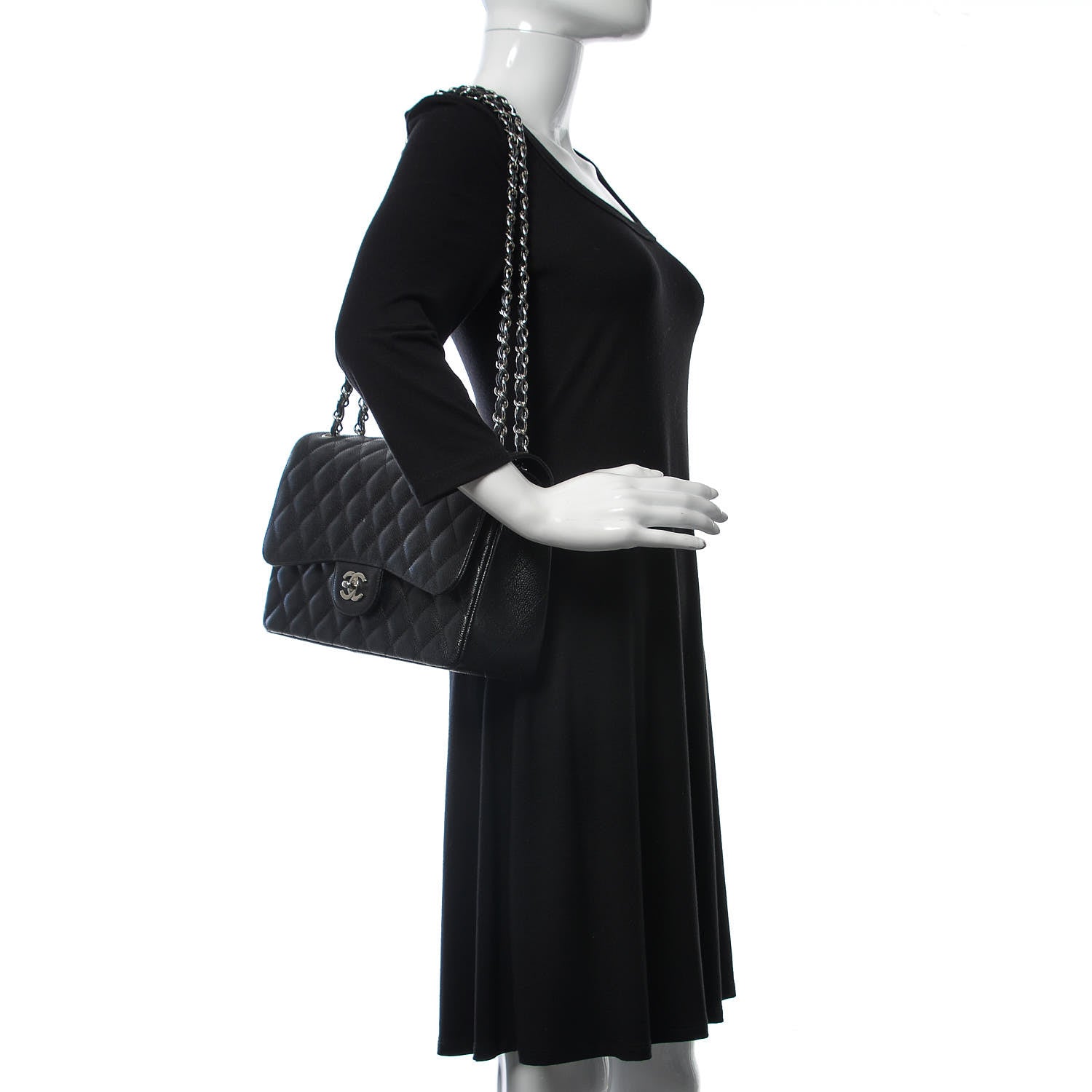 Chanel Caviar Quilted Jumbo Double Flap Black 2 of 9