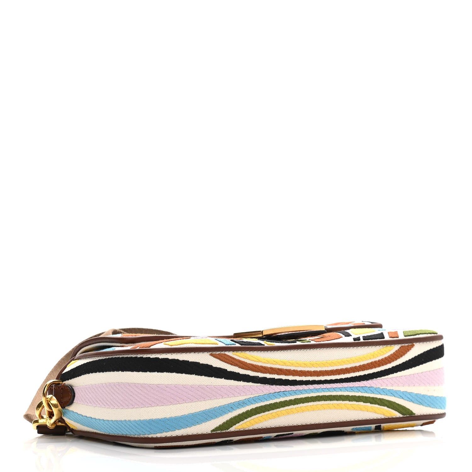 Fendi X SARA COLEMAN Canvas Vitello King Seta FF Fish Eye Embroidered Baguette Grezzo Multicolor Ghianda 5 of 13