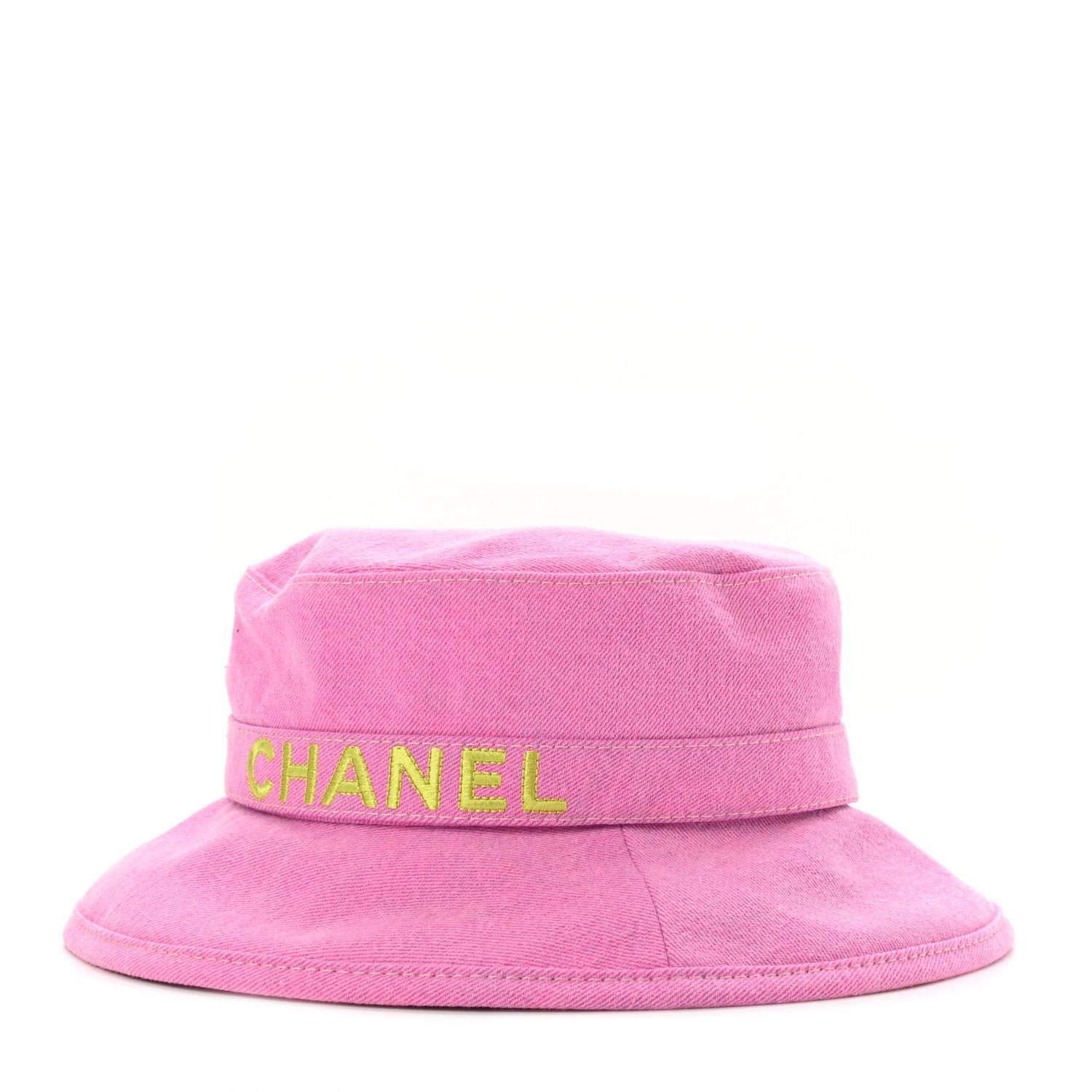 Chanel Denim Logo Bucket Hat M Pink Yellow 1 of 9