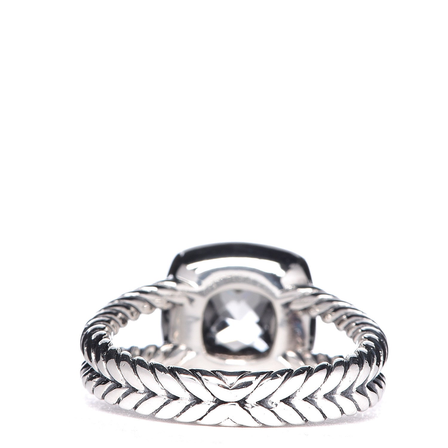 David Yurman Sterling Silver Diamond Prasiolite 7mm Petite Albion Ring 55 7.25 4 of 5