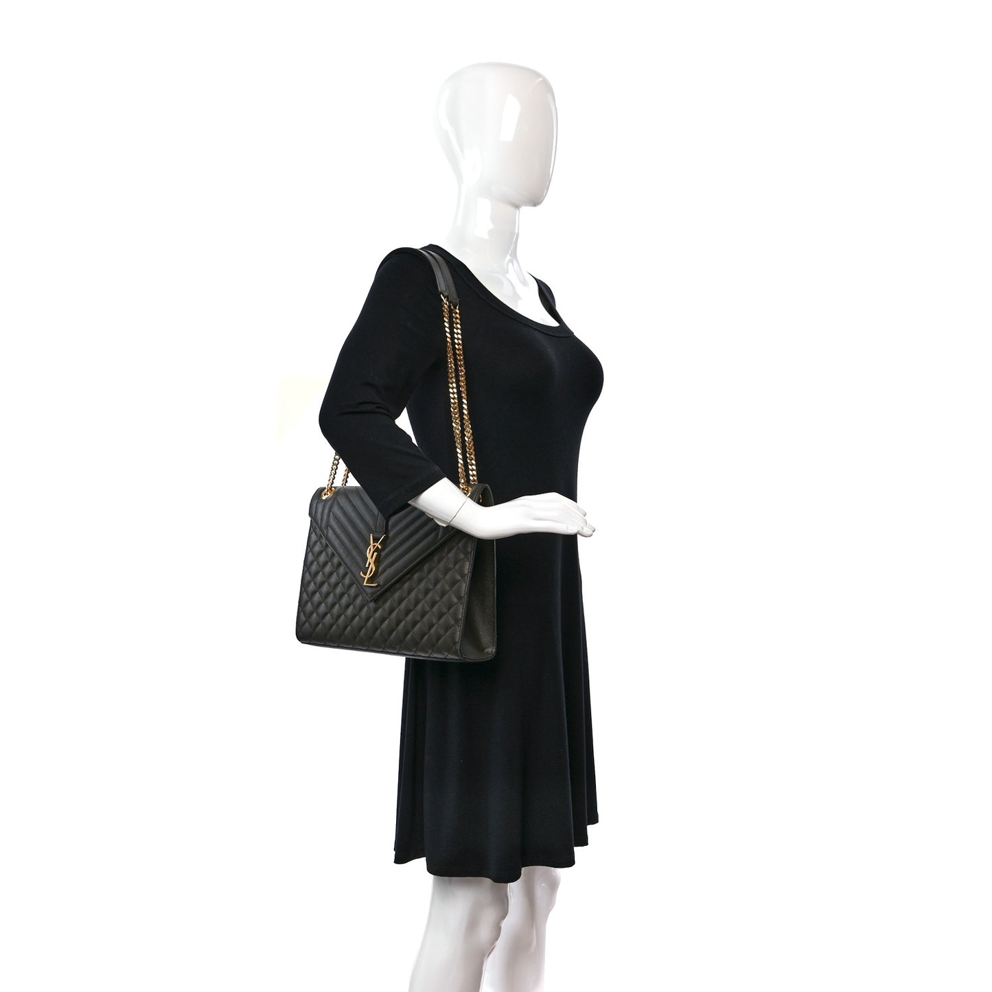 Grain De Poudre Textured Mixed Matelasse Large Triquilt Monogram Satchel Dark Tea