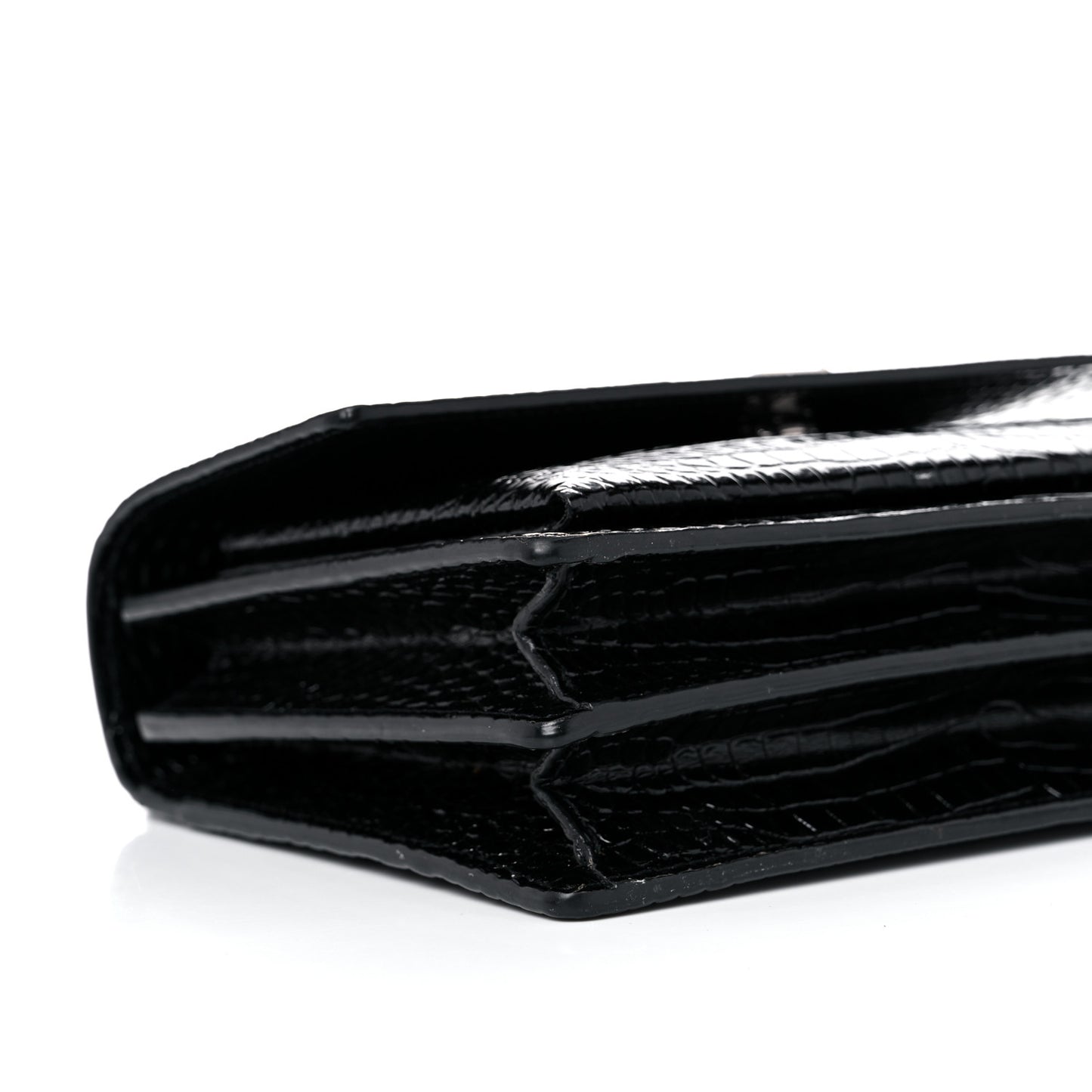 Calfskin Crocodile Embossed Medium Monogram Sunset Black