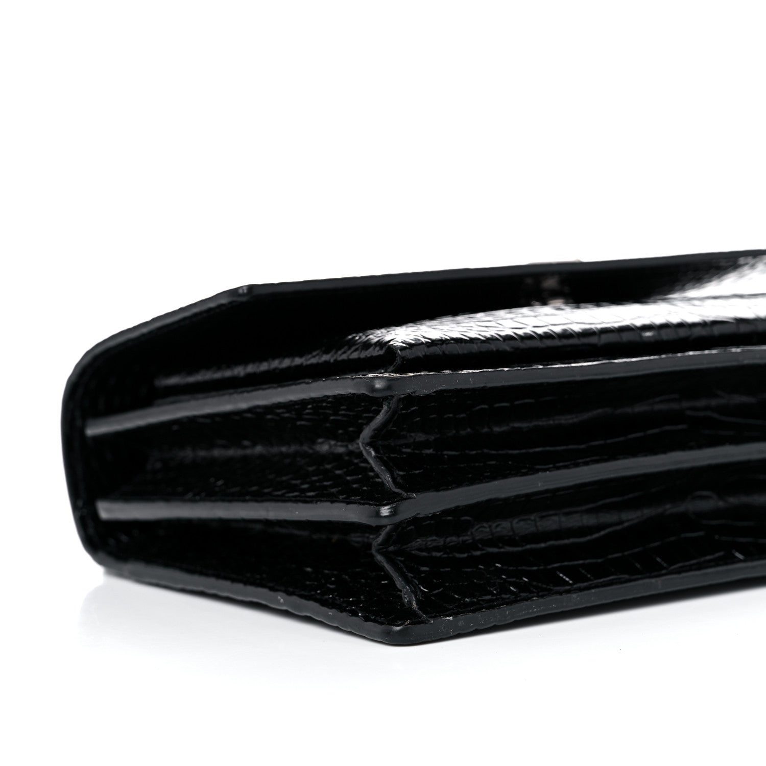 Saint Laurent Calfskin Crocodile Embossed Medium Monogram Sunset Black 8 of 14