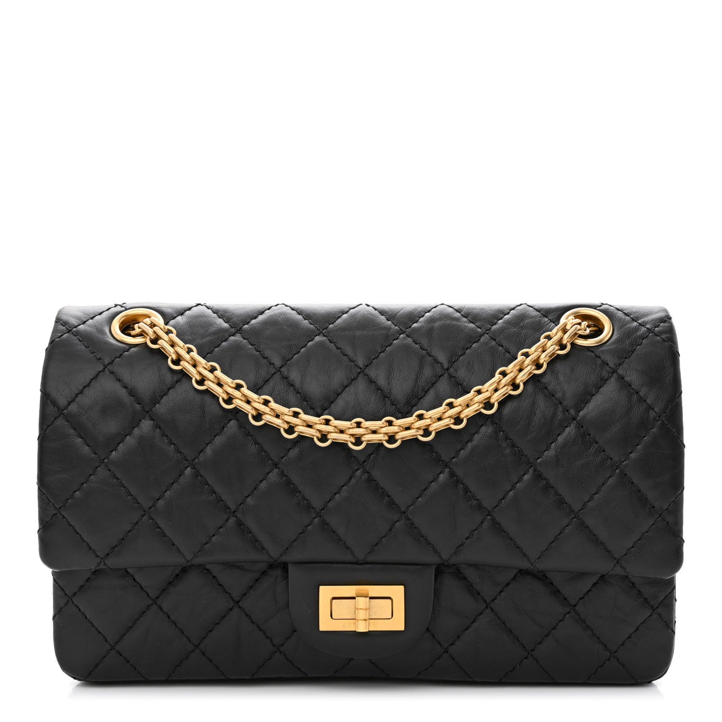 Aged Calfskin Quilted 2.55 Reissue 225 Flap Black
