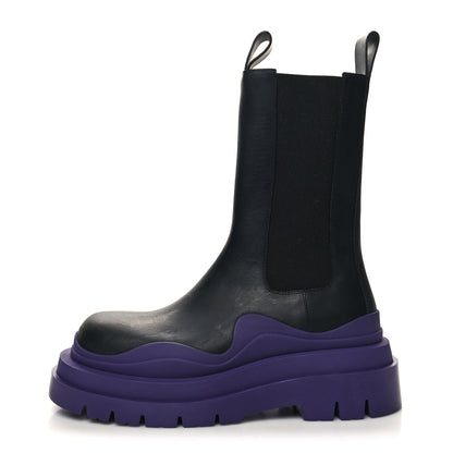 Bottega Veneta Calfskin The Tire Chelsea Boots 37.5 Black Plum 1 of 7