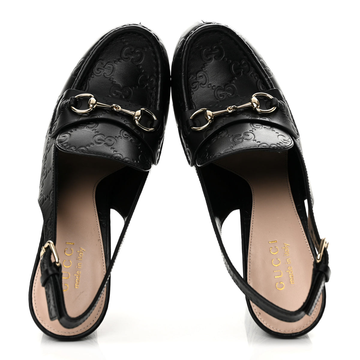 Guccissima Horsebit Platform 70/160mm Slingback Mules 38.5 Black