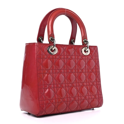 Christian Dior Patent Cannage Medium Lady Dior Dark Pink 2 of 5