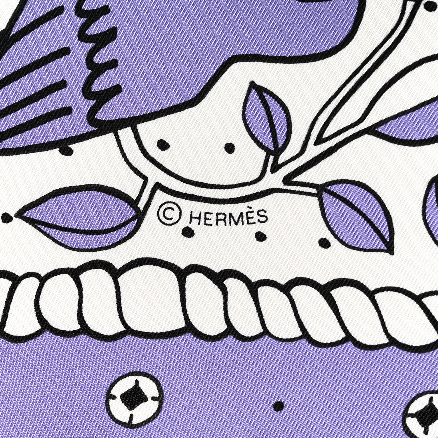 Hermes Silk Animaux Bandana Shawl 140 Mauve Black White 3 of 4