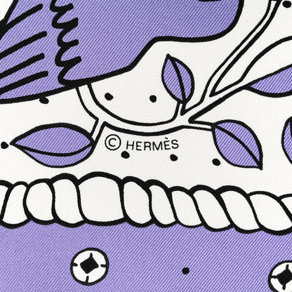 Hermes Silk Animaux Bandana Shawl 140 Mauve Black White 3 of 4