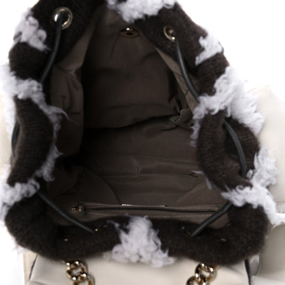 Chanel Glazed Calfskin Shearling Quilted Small Mountain Backpack Brown White 5 of 9
