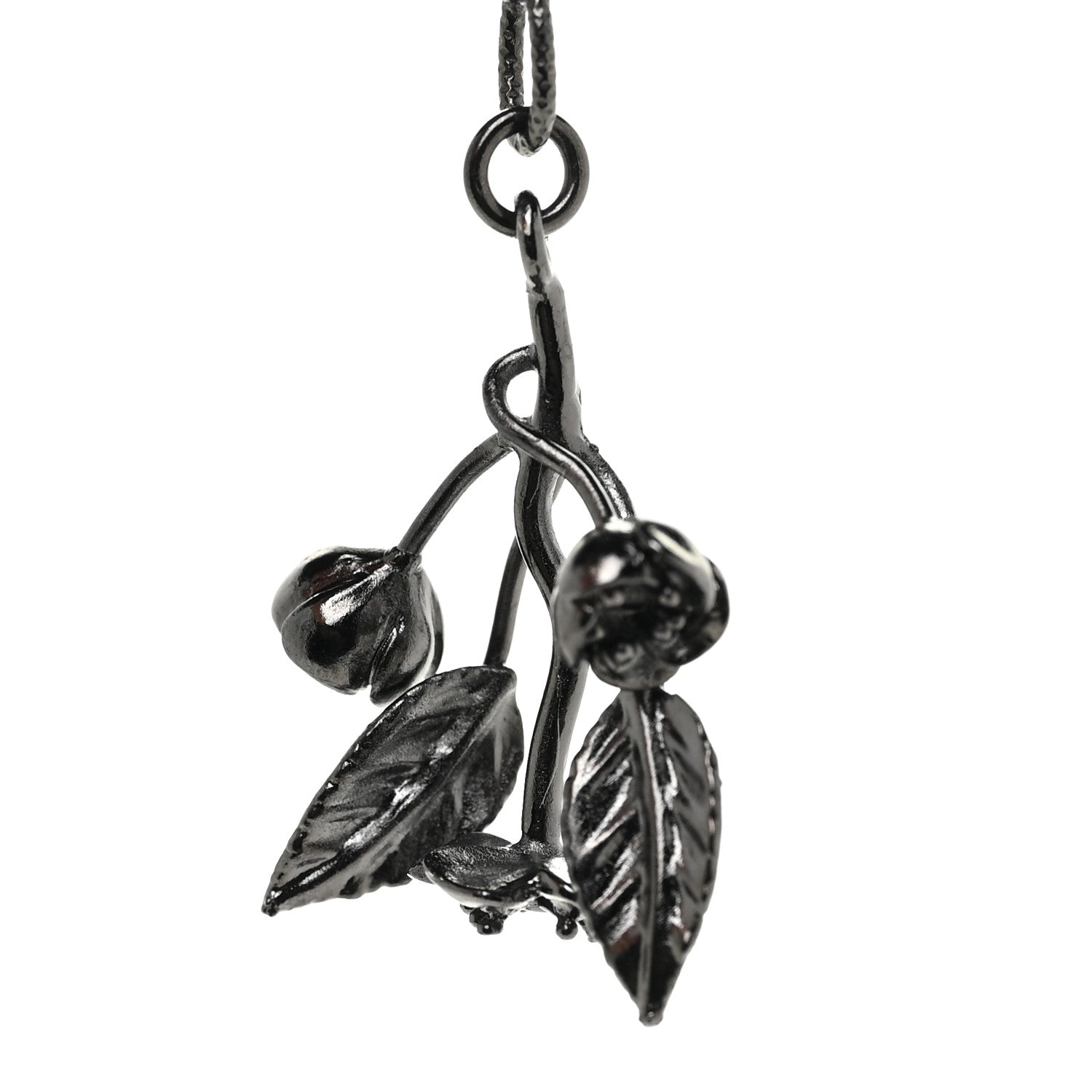 Chanel Enamel Flower Chain Choker Necklace Ruthenium Black 5 of 7