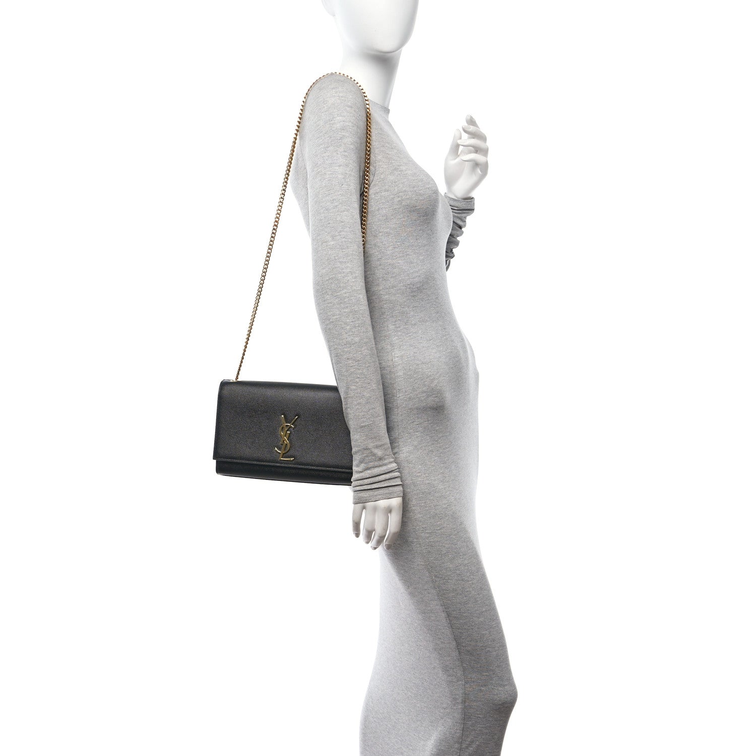 Saint Laurent Grain De Poudre Medium Classic Monogram Kate Satchel Black 2 of 13
